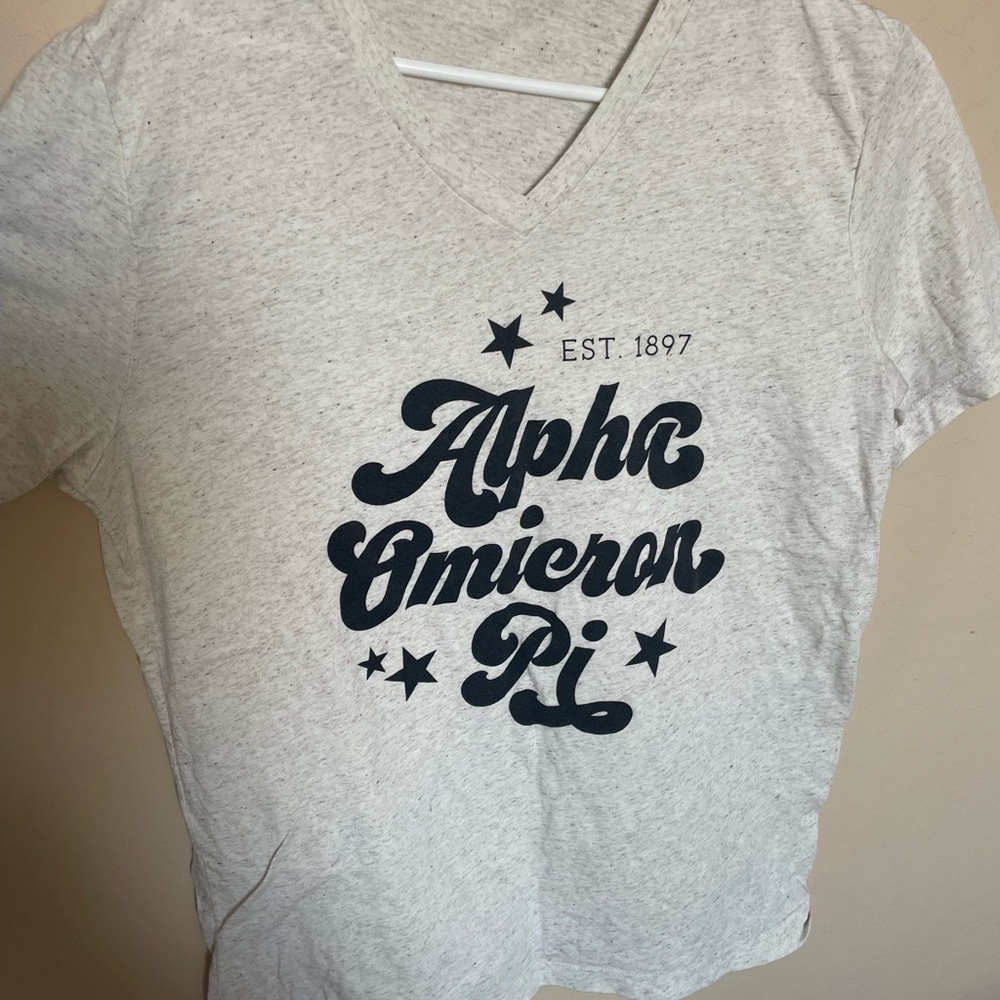 Alpha Omicron Pi / AOII Gray V-Neck Women's Top L/XL